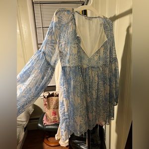 Baby Blue Puffy Sleeve Amanda Uprichard Short Dress
